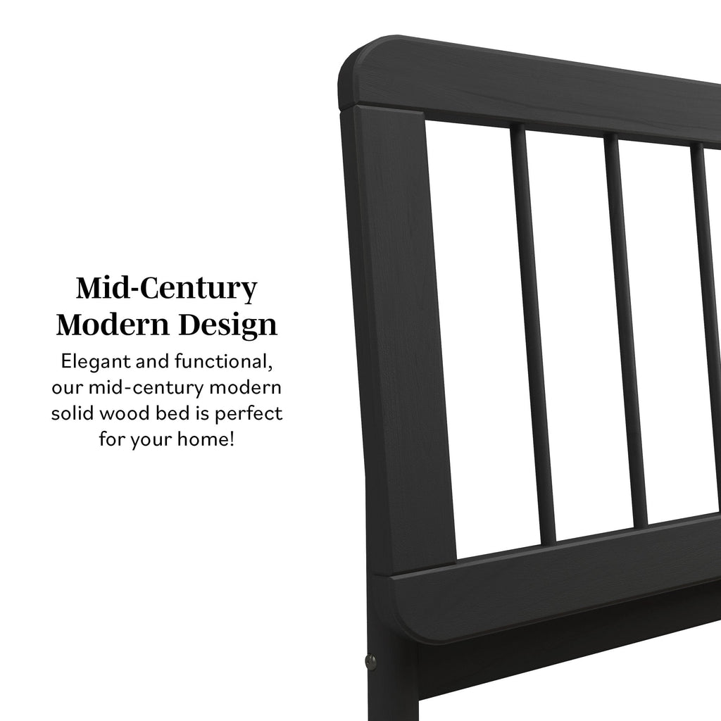 Cama Mid-Century Modern Solid Wood Spindle Bedframe