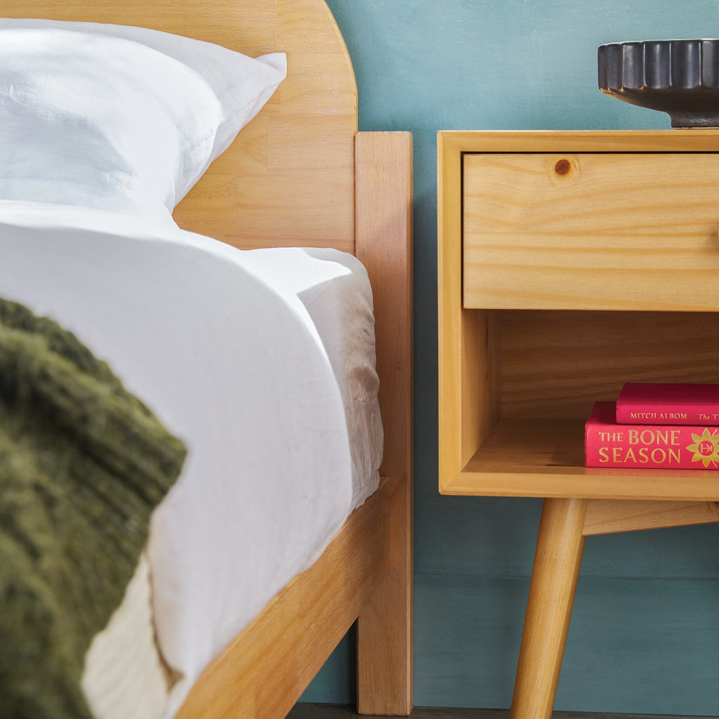 Elias Solid Wood Bed with Arched Headboard