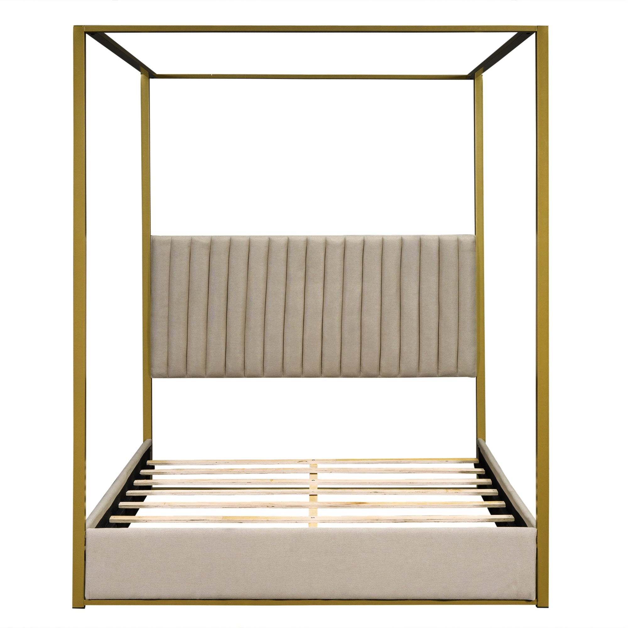 Walker Edison | Queen Size Upholstery Canopy Platform Bed